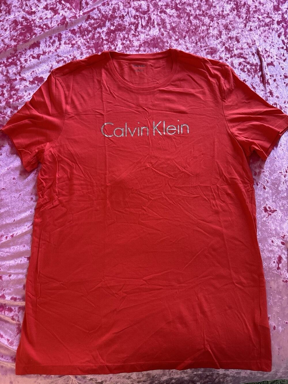 Calvin Klein Red Logo Women's XL T Shirt Summer Comfy Cozy